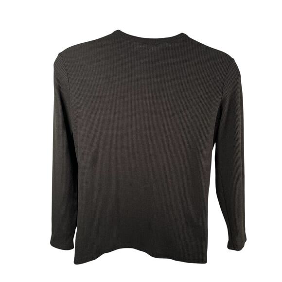 Famulily Thermal Top XL Black Split Neck Waffle Knit Cotton Blend - Picture 4 of 6